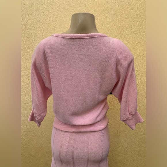VTG Pink & White Size 12 Knit 🧶 Sweater Top & Full Knee Length 2pc Skit Set - Picture 7 of 13